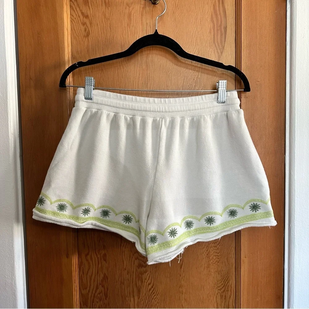 anthropologie marka embroidered pull on shorts